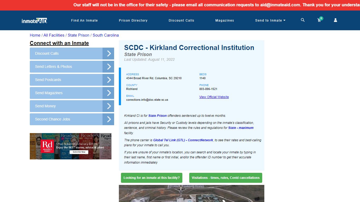 SCDC - Kirkland Correctional Institution & Inmate Search ...