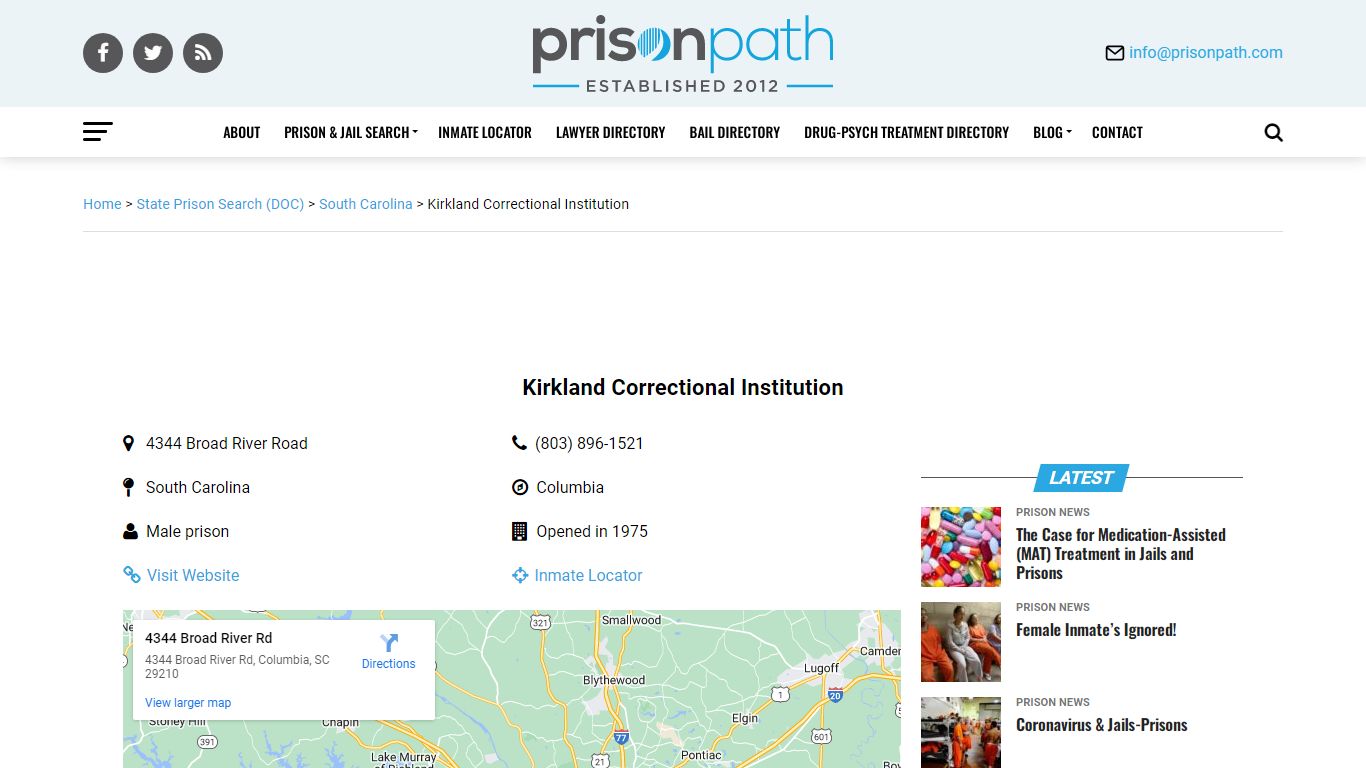 Kirkland Correctional Institution - Prison Inmate Search ...